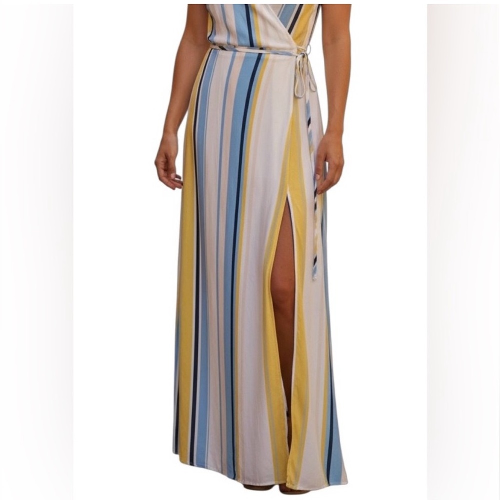 Rush Hour Maxi Yumi Kim blue yellow white stripes Rayon NWT size xs Extra Small - Picture 6 of 9